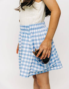 Skirt with Pockets - Blue Gingham