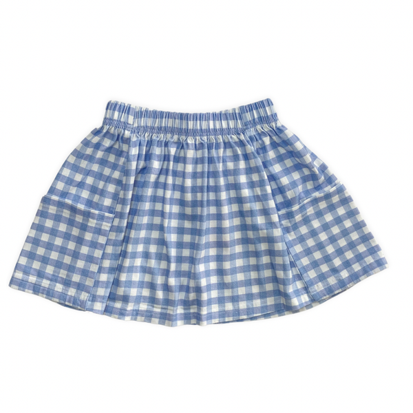 Skirt with Pockets - Blue Gingham