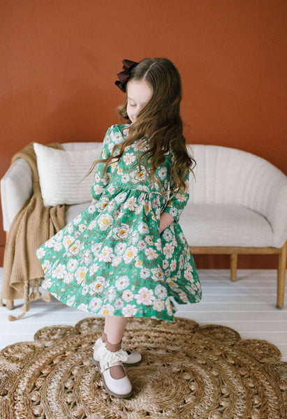 Rubina Twirl Dress in Vintage Greens