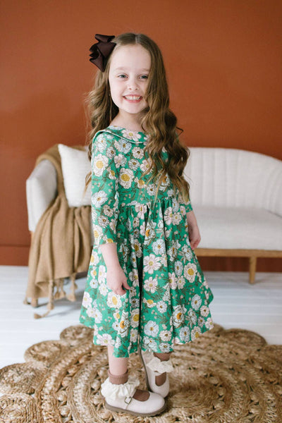 Rubina Twirl Dress in Vintage Greens