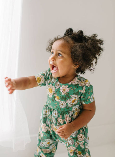 Rosie Romper in Vintage Greens