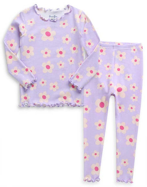 Shirring Blooming Purple Long Sleeve PJs