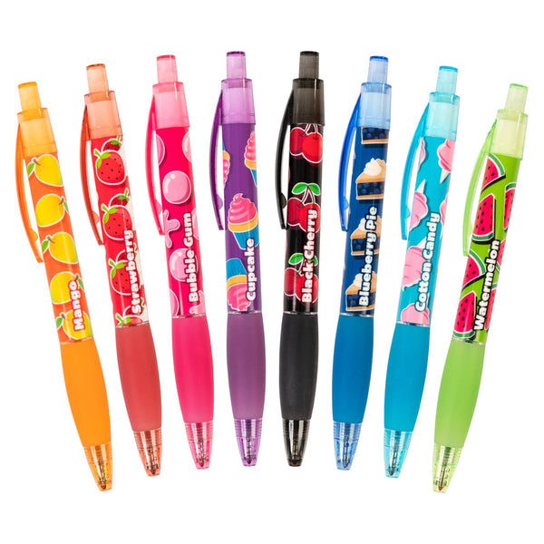 Glitter Gel Smens Set of 8 - Scented Grip Pens