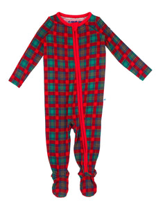 Merry Memories Plaid Bamboo Viscose Footed One Piece Pajamas