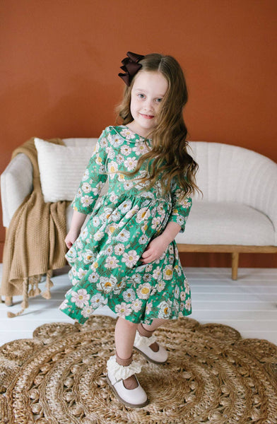 Rubina Twirl Dress in Vintage Greens