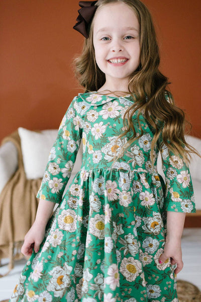 Rubina Twirl Dress in Vintage Greens