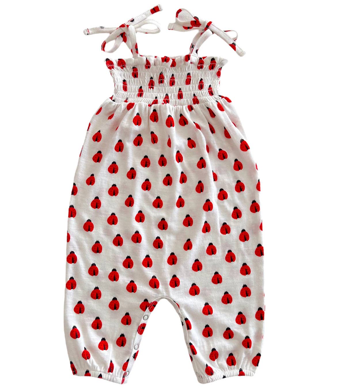 Organic Smocked Jumpsuit - Ladybug