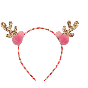 Stripy Pom Pom Reindeer Headbandn