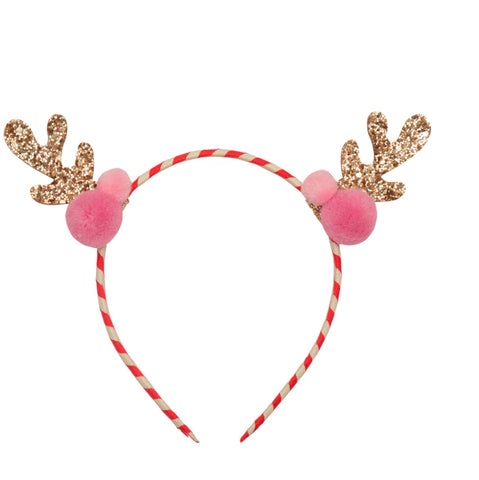 Stripy Pom Pom Reindeer Headbandn