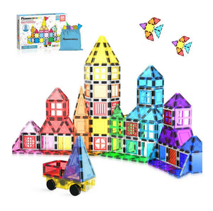 PicassoTiles Magnetic Tile with Windows and Doors Building Blocks - 61 Pieces