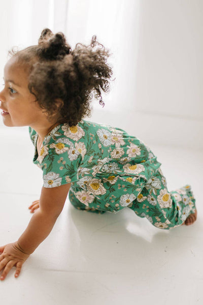 Rosie Romper in Vintage Greens