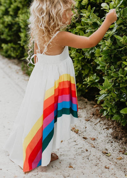 Kids Vivid Rainbow Halter Hi Lo Spring Summer Dress