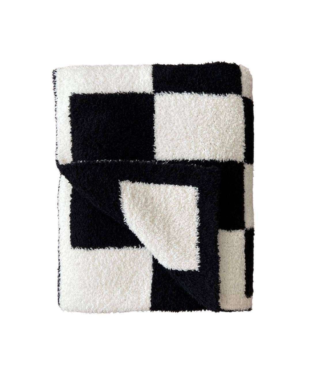 Checkered Plush Baby Blanket | Black