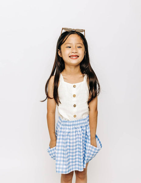 Skirt with Pockets - Blue Gingham