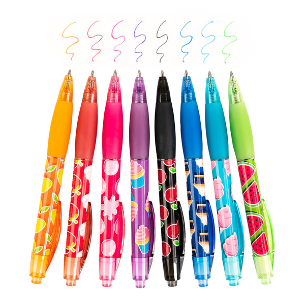 Glitter Gel Smens Set of 8 - Scented Grip Pens