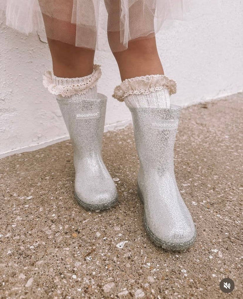 The Glitz - Waterproof Rain Boot: Silver