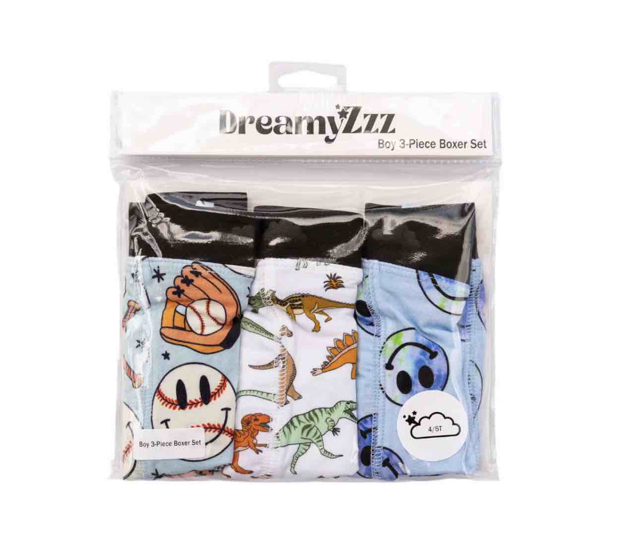 Baseball, Smiley, Dino Dream Boy's Boxer Brief Set