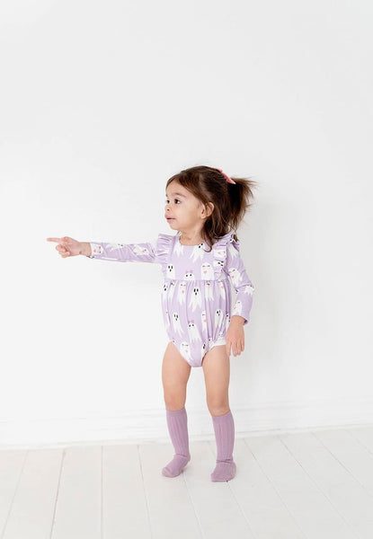 Leah Romper in Purple Girly Ghost | Baby Bubble