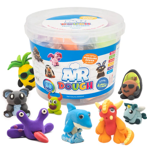 Air Dough - 60 Bags of Colored, Air Dry Clay in A Bucket