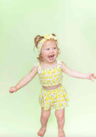 Lemon Blossoms Dream Smocked Skort Set