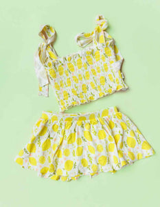 Lemon Blossoms Dream Smocked Skort Set