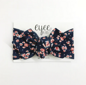 Top Knot Headband- Navy Winter Bloom