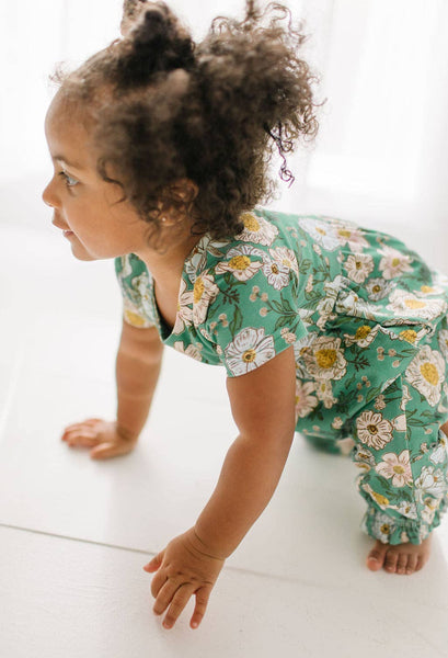 Rosie Romper in Vintage Greens