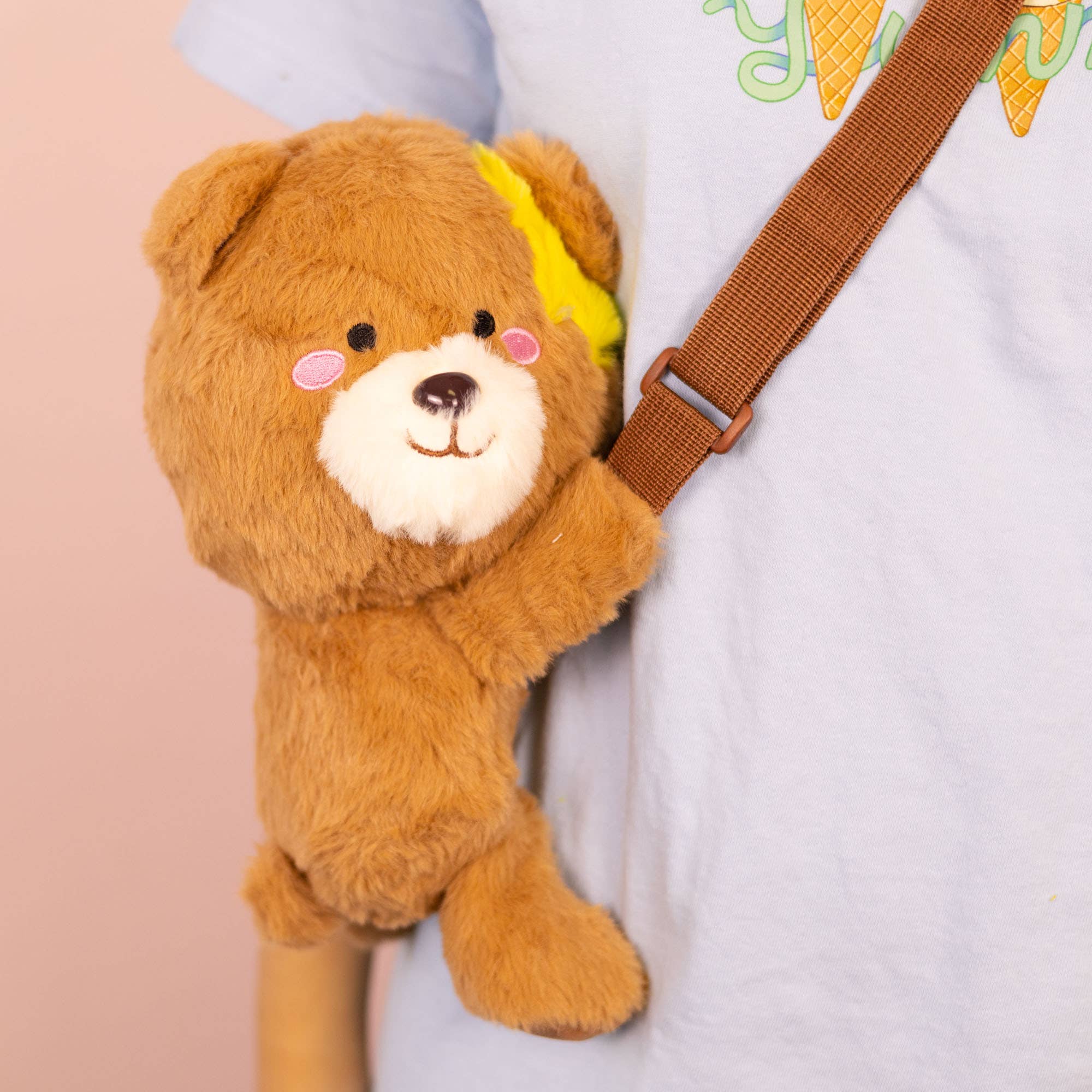 Plush Sling Crossbody Bag - Honey Bear