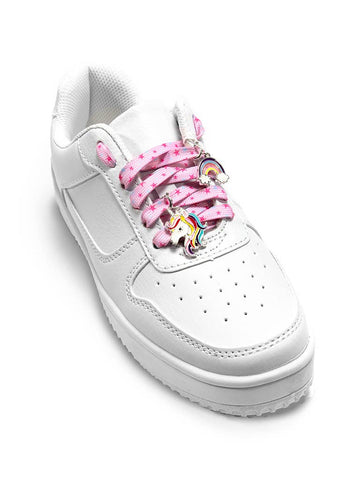 Shoelaces w/ Charms Set - Pink Star Laces w/ Rainbow Charms