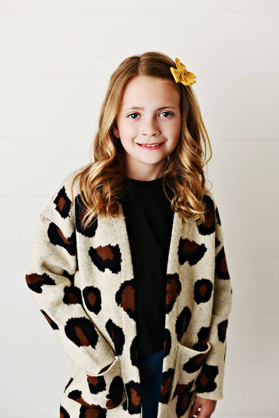 Leopard Print Long Sleeve Cardigan Pocket Sweater