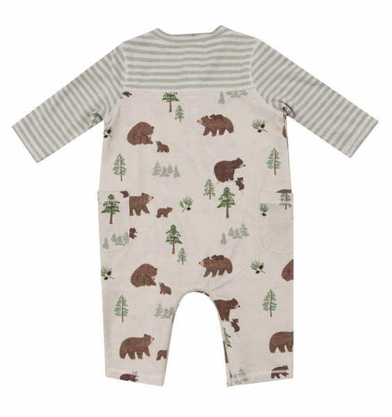 Romper w/ Contrast Sleeve - Sweet Brown Bears