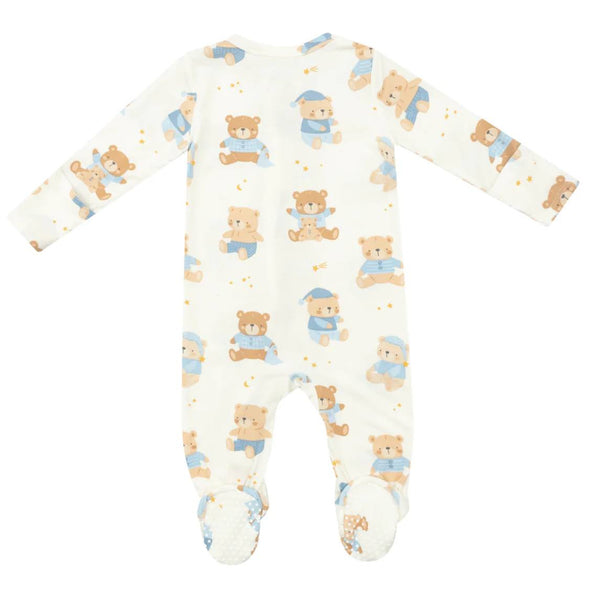 2 Way Zipper Footie - Teddy Bears Blue