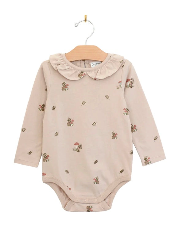 Shirred Neck Bodysuit- Blush Mushrooms