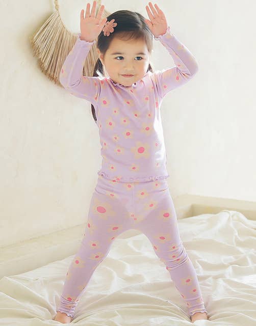 Shirring Blooming Purple Long Sleeve PJs