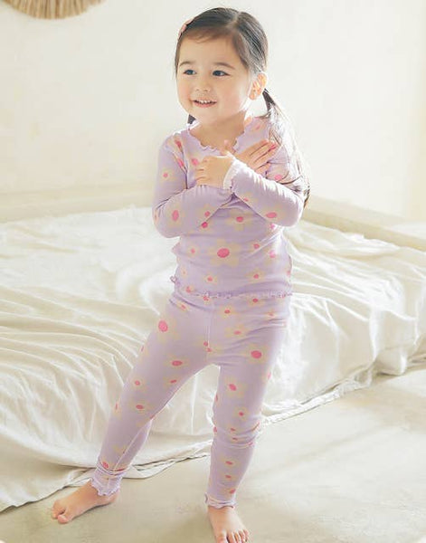 Shirring Blooming Purple Long Sleeve PJs