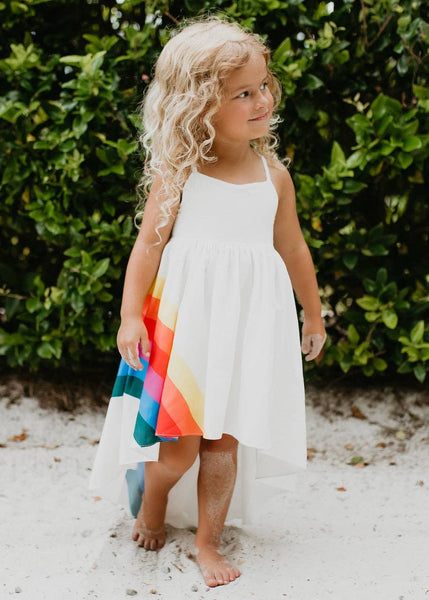 Kids Vivid Rainbow Halter Hi Lo Spring Summer Dress