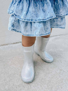 The Glitz - Waterproof Rain Boot: Silver