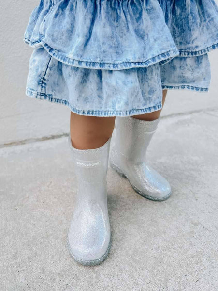 The Glitz - Waterproof Rain Boot: Silver