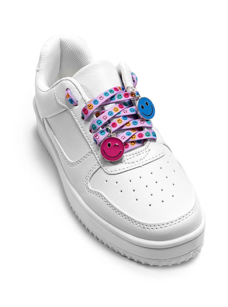 Shoelaces w/ Charms Set - Multi-Colored Happy Faces