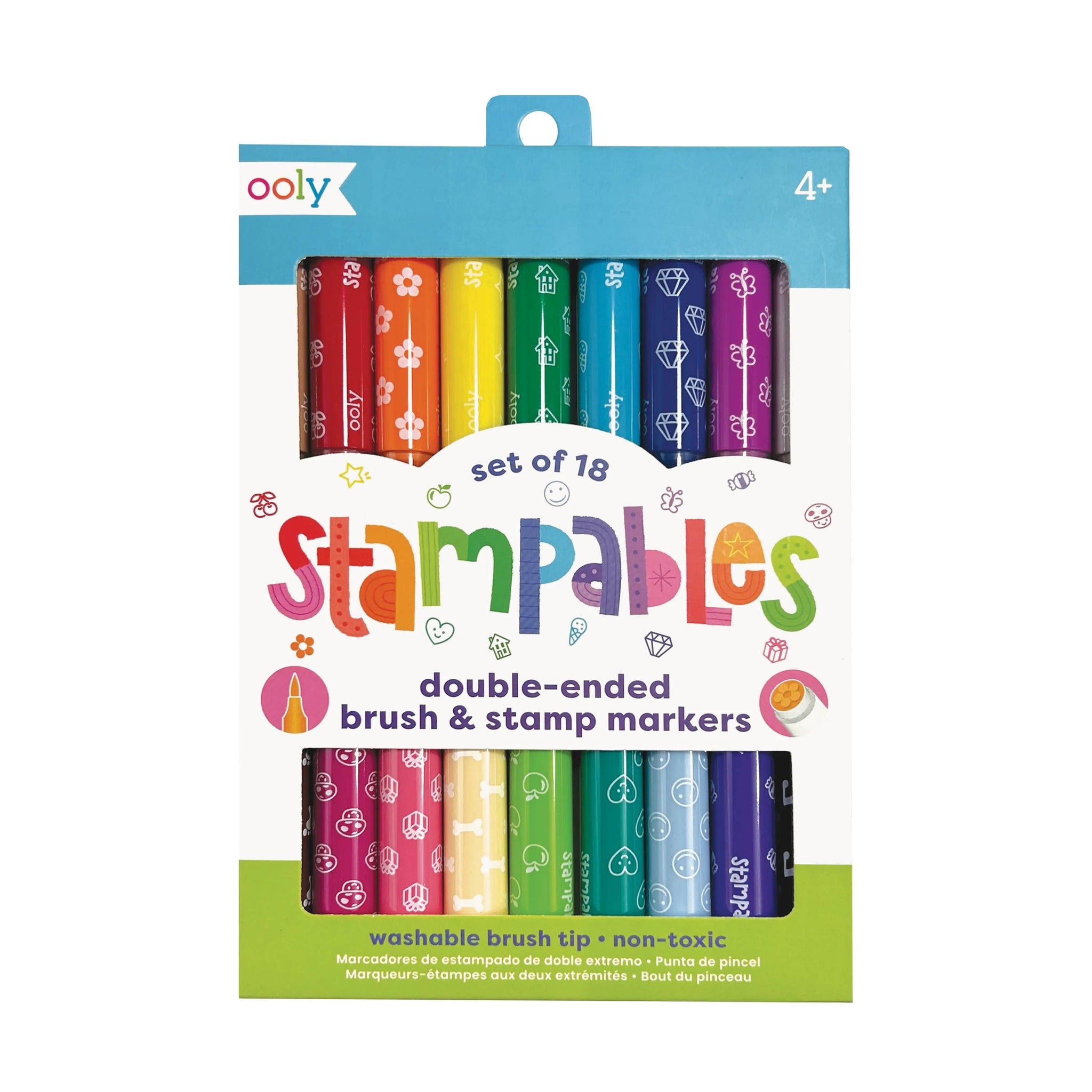 Stampables Double-Ended Stamp & Brush Markers: Set of 18