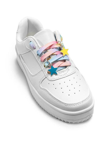 Shoelaces w/ Charms Set - Pastel Ombre Laces w/ Star Charms