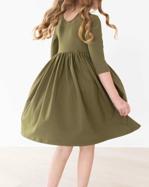 Olive Pocket Twirl Dress