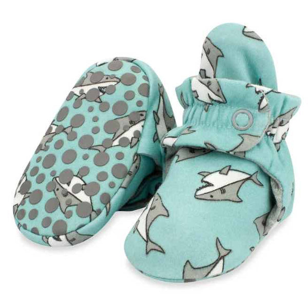 Baby Sharks Organic Cotton Gripper Baby Bootie