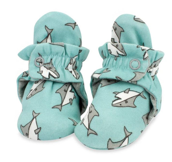 Baby Sharks Organic Cotton Gripper Baby Bootie