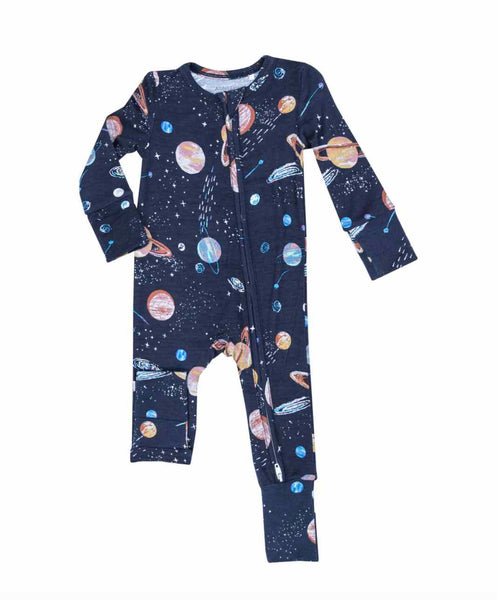 2 Way Zipper Romper or Long Sleeve Loungewear Set - Solar System