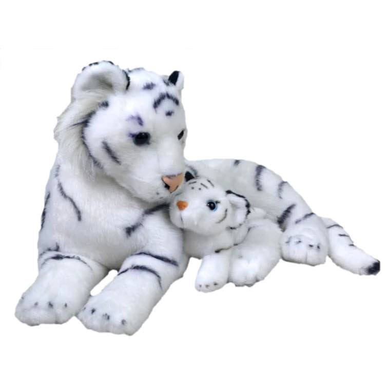 White Tiger Stuffed Animal - Mom And Baby 12"
