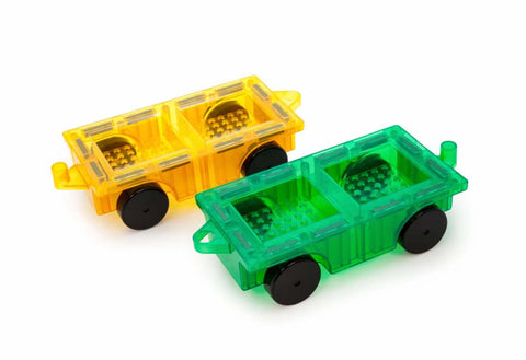 PicassoTiles 2 Piece Car Truck Base Magnetic Tile Set