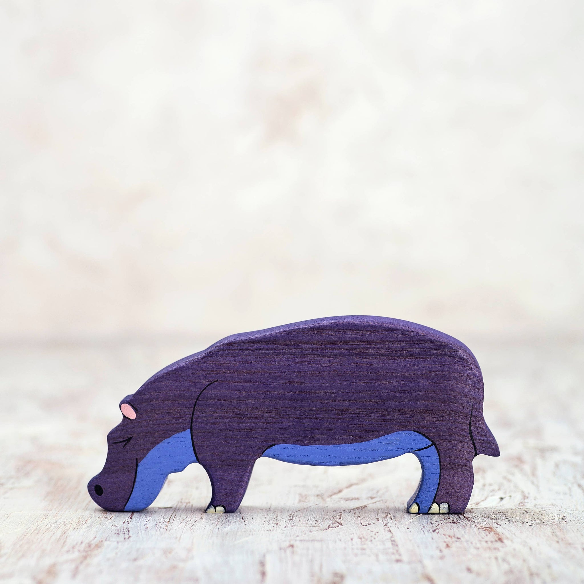 Wooden toy Hippo figurine