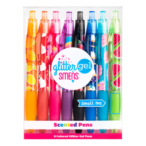 Glitter Gel Smens Set of 8 - Scented Grip Pens