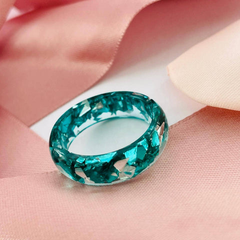 Sparkling Blue Resin Ring
